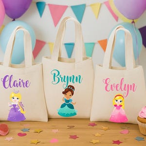 3 Princess Party Favor Bags, Princess Party Bags, Princess Party Favors, Princess Treat Bags, Party Favor Bags, Princess Party Bags, Bags