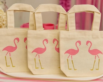 Pochettes pour cadeaux Flamant rose - Lot de 3 sacs