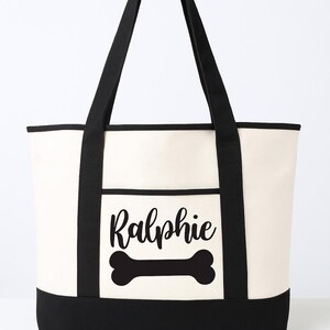 Dog Owner Gift - Personalized Dog Tote Bag Black