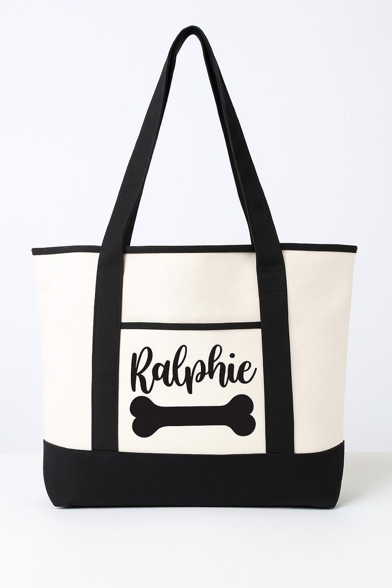 Dog Owner Gift - Personalized Dog Tote Bag Black