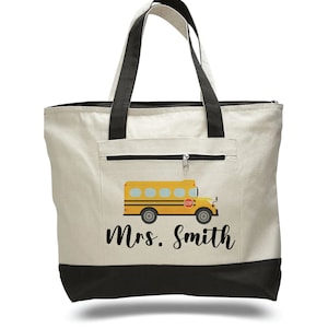 Sac de chauffeur de bus personnalisé, sac de conducteur de bus, chauffeur de bus, sac fourre-tout de conducteur de bus, personnalisé, sac en toile, sac d’enseignant, cadeau de conducteur de bus, toile