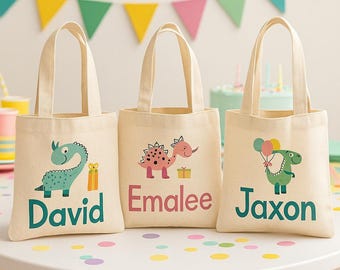 Personalized Dinosaur Party Favor Bags - Set of Three Bags
