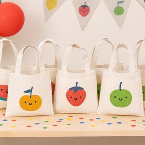 Fruit Party Favor Bags, Set of 6 Cotton Treat Bags