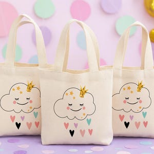 Cloud Party Favor Bags - Perfect for "Cloud 9" or Cloud Themed Parties! - Set of Three - Cotton Party Bags with Handles