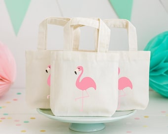 Pochettes pour cadeaux Flamant rose - Lot de trois sacs