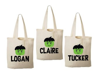 Personalized Halloween Frankenstein Treat Bags, Set of 3
