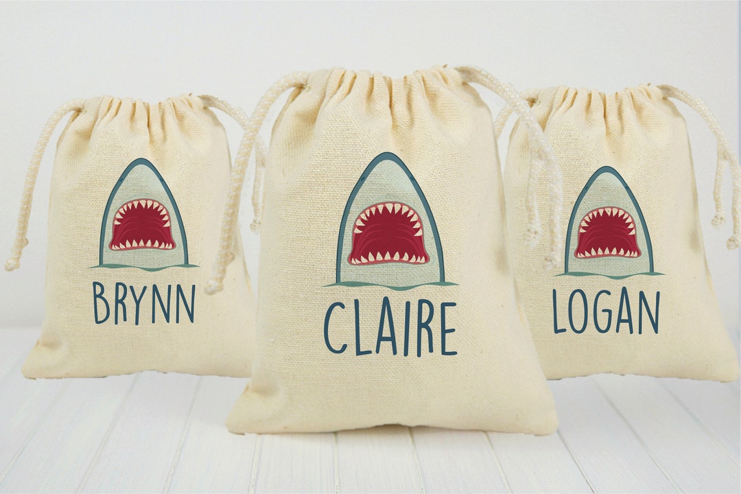 3 Shark Treat Bags, Shark Party Favor Bags, Shark Goodie Bags, Shark