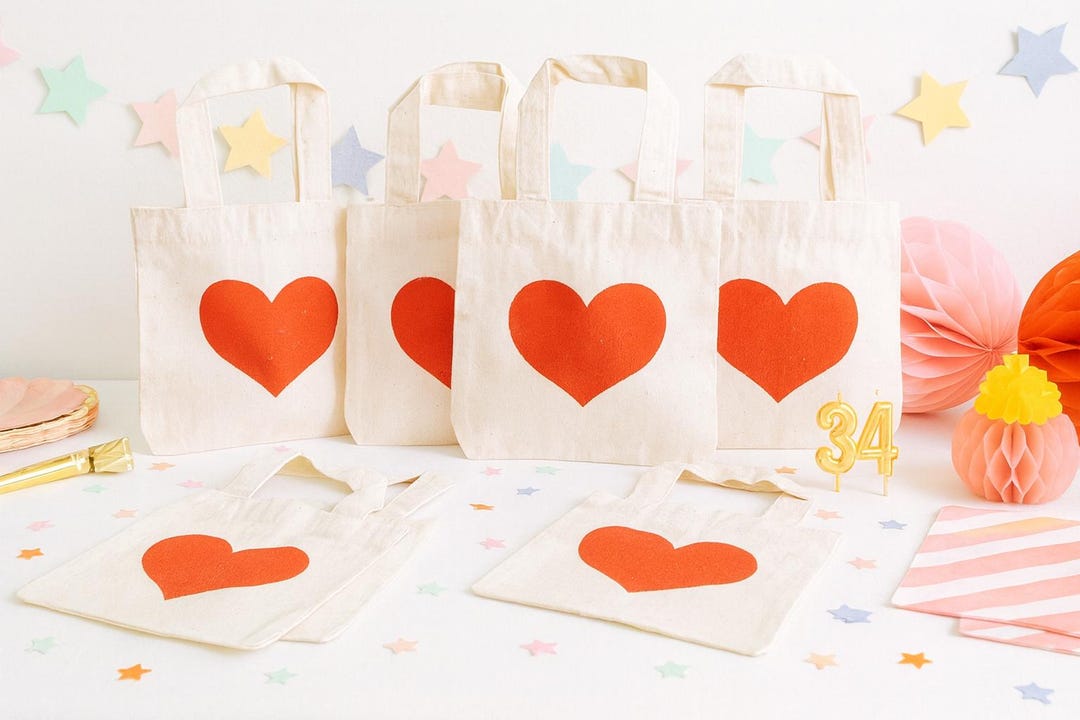 6 Sacchetti Regalo In Tessuto Non Tessuto Per San Valentino – Con Manici, Formato 22x22x10 Cm, Riutilizzabili Per Caramelle E Bomboniere