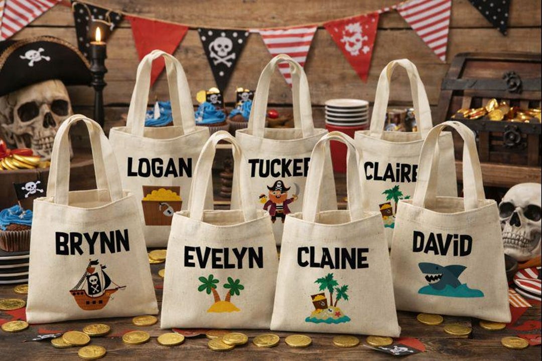 Personalized Pirate Party Favor Bags - Set of Six Bags - Etsy