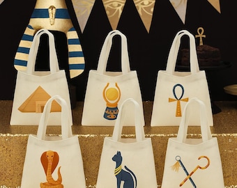 Egyptian Party Favor Bags – Ancient Egypt Cotton Goodie Bags, Set of 6