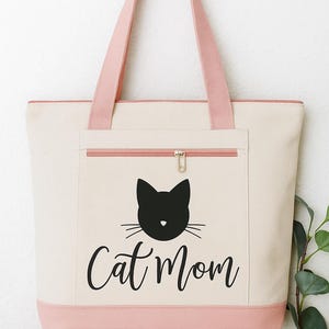 Cat Mom Tote Bag Pink
