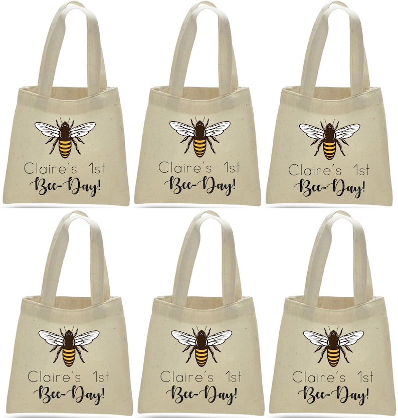 Bee-Day 6 Bee Party Favor Bags Bee Party Bee Party Favors Party Favor Bags Cotton Party Bags Bags Bee Party Favors Bee Treat Bags