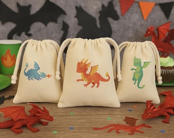 Dragon Party Favor Bags: Cotton Treat Bags