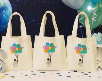 Astronaut Party Favor Bags – Cotton Tote, Space Theme, Set of 3