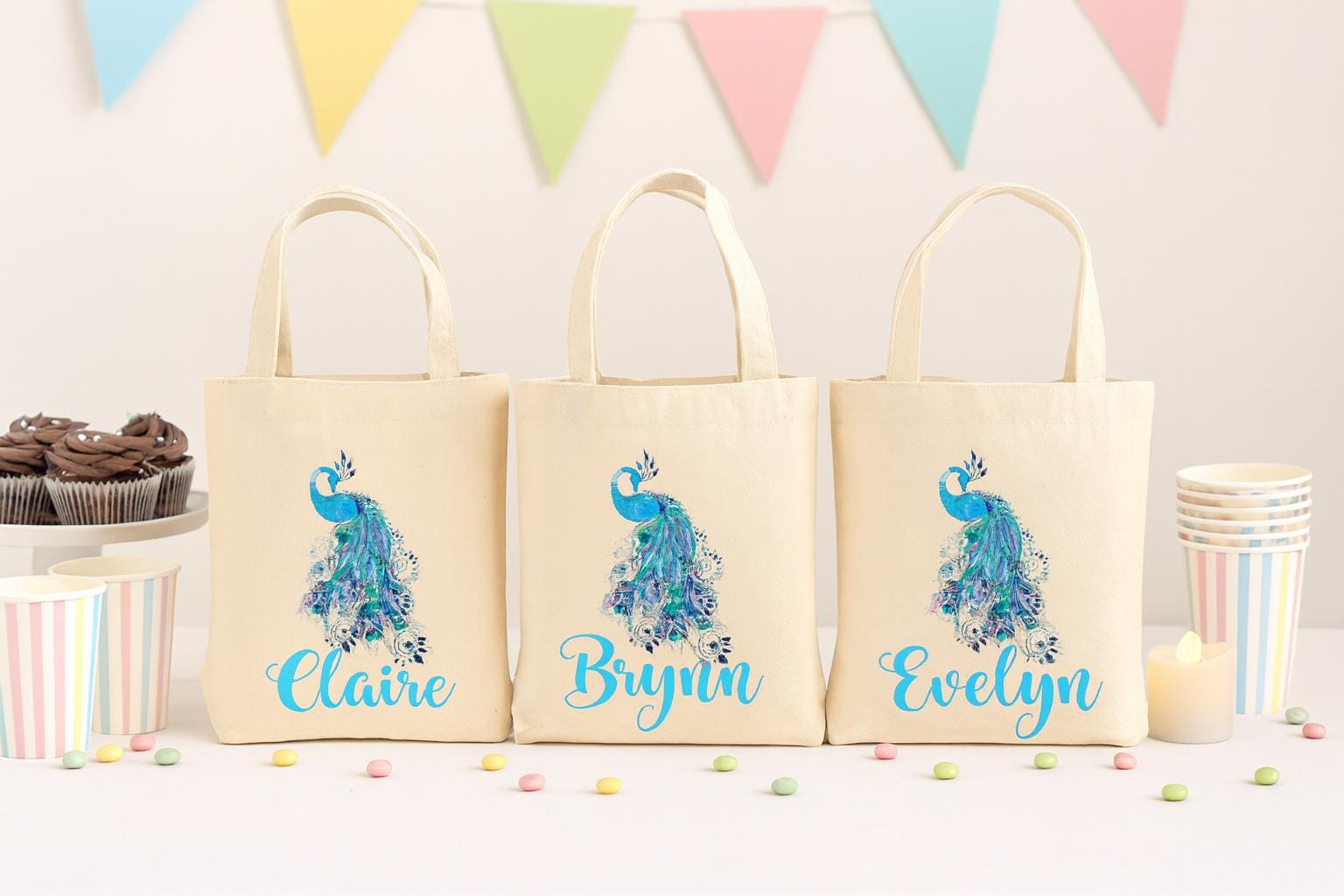 Custom Peacock Party Favor Bags