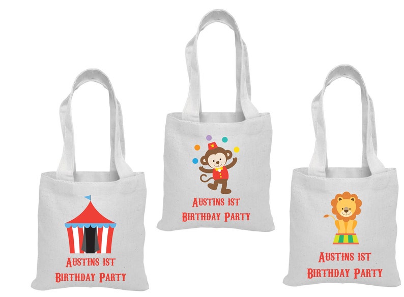 3 Circus Treat Bags, Carnival Party Favor Bags, Circus Party Favors, Carnival Party Bags, Circus Party Decor, Carnival Party, Circus Bags 6 Inch White