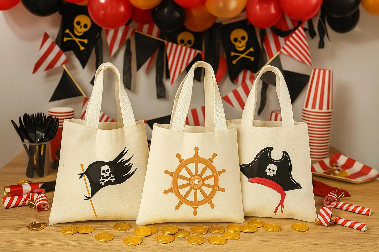 Pirate Party Favor Bags, Set of 3 Cotton Treat Bags - Etsy