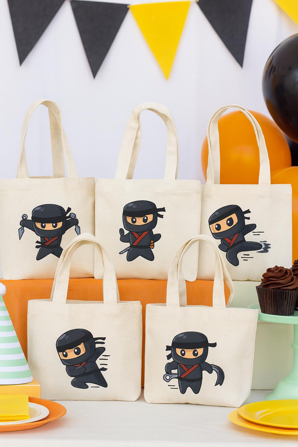 Ninja Party Favor Bags – Set of 6 Cotton Canvas Goodie Bags - Etsy