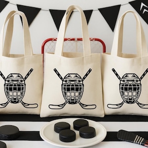 Hockey Party Favor Bags - Perfect for Hockey Themed Parties and Events - Set of Three Bags