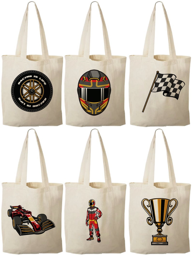 Race Car Party Favor Bags, Set of 6 Cotton Treat Bags - Etsy