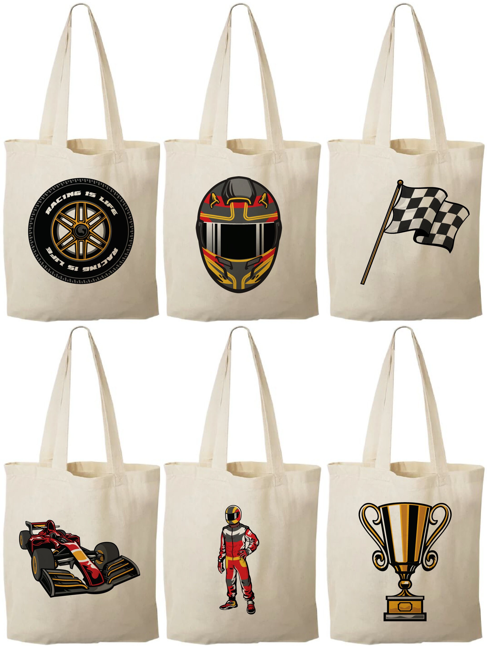 Money Bags Racing Race Car Party Favor Bags, Set of 6 Cotton Treat Bags - Etsy