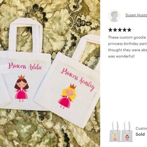 6 Princess Party Favor Bags, Princess Party Bags, Princess Party Favors, Princess Treat Bags, Party Favor Bags, Princess Party Bags, Bags image 3