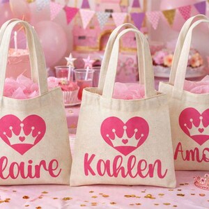 Sacs de dragées personnalisés princesse - Lot de trois sacs