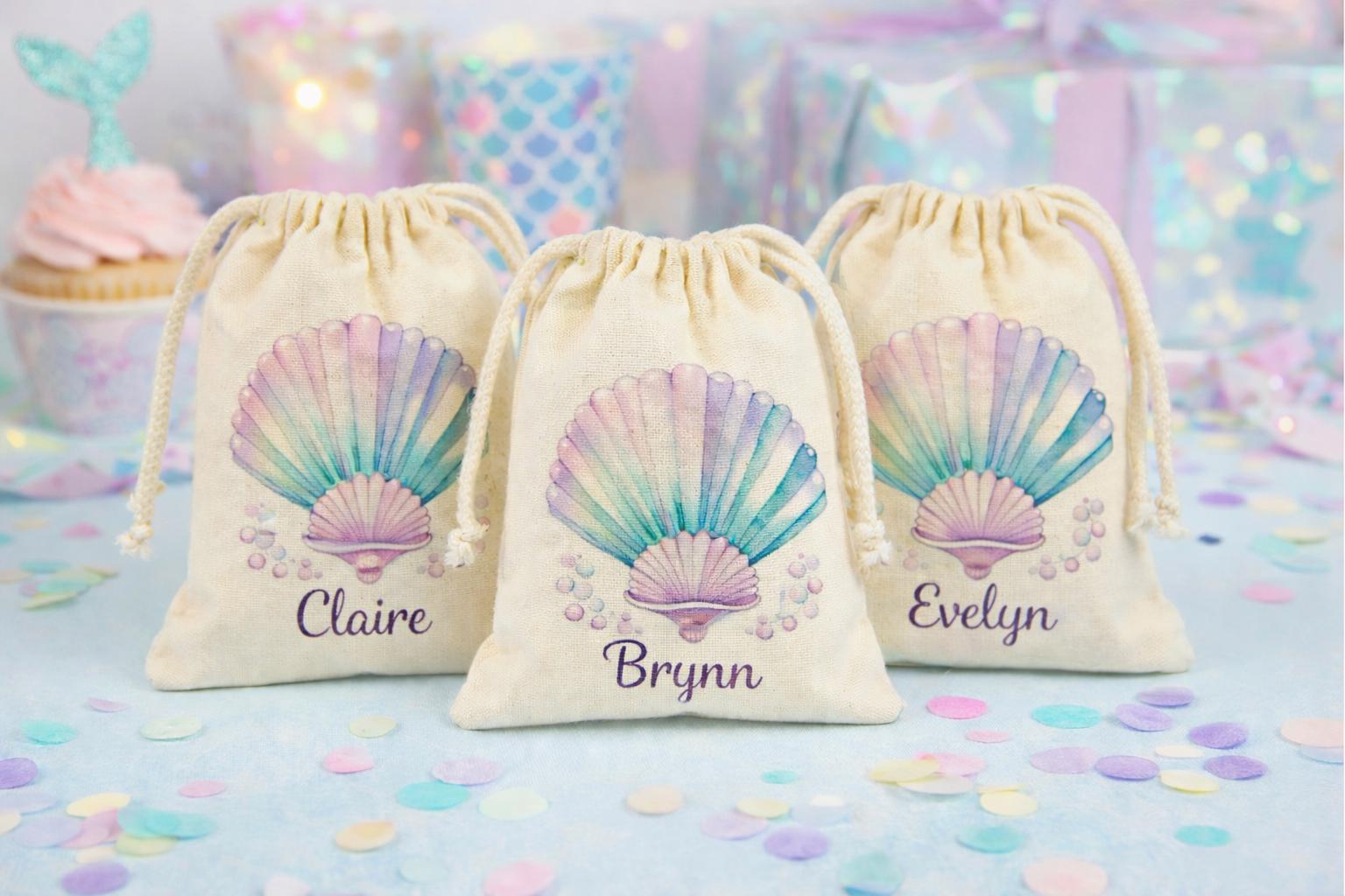 Personalized Mermaid Party Favor Bags - Drawstring - Etsy