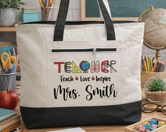 Custom Teacher Tote Bag - Personalized Teacher Gift