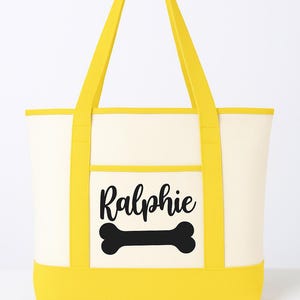 Dog Owner Gift - Personalized Dog Tote Bag Yellow