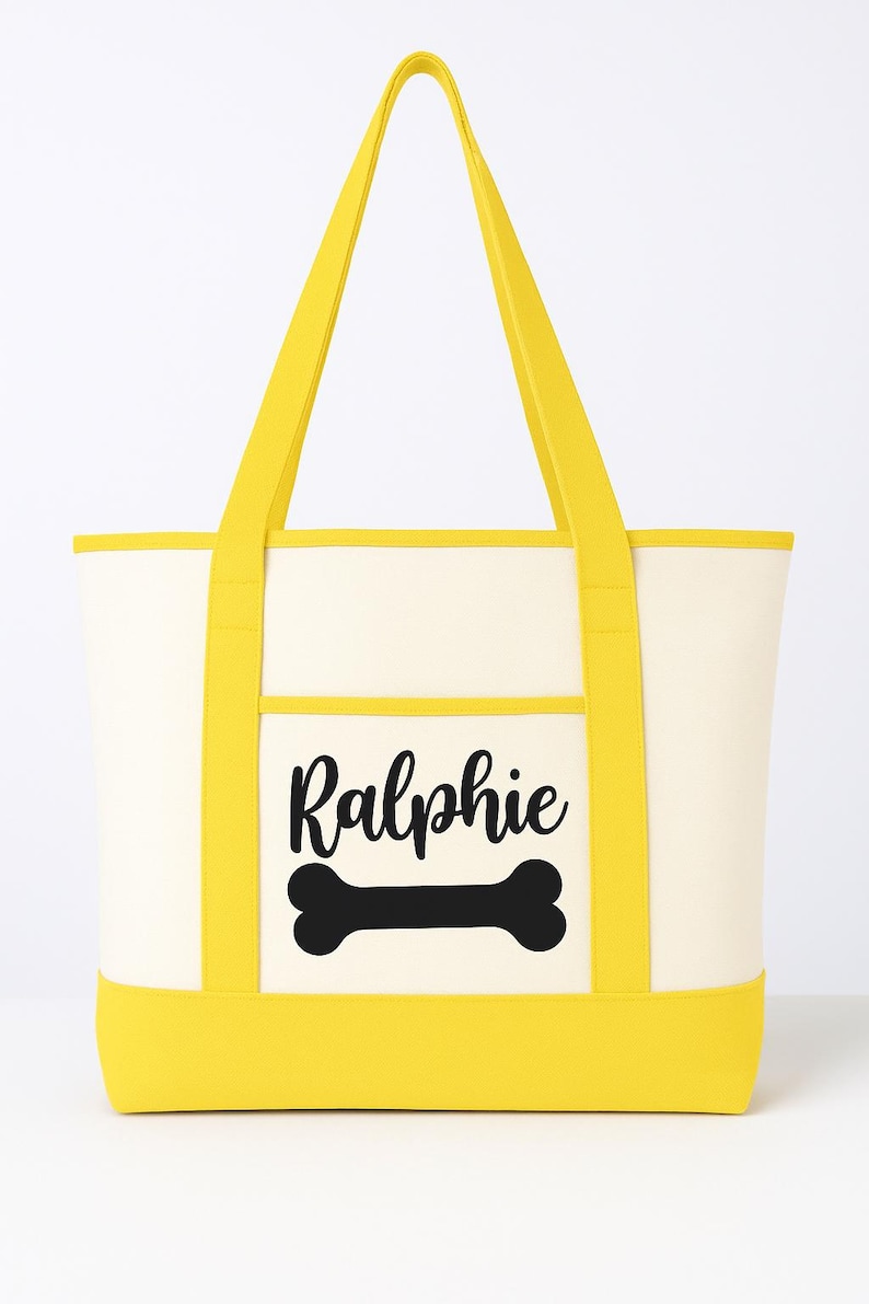 Dog Owner Gift - Personalized Dog Tote Bag Yellow