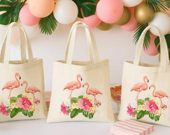Pochettes pour cadeaux Flamant rose - Lot de trois sacs