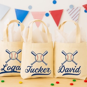 Baseball Party Favor Bags, Set of 3 Cotton Treat Bags