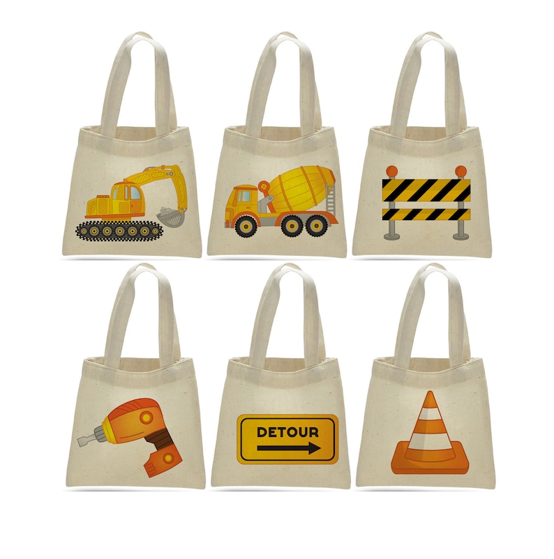 6 Construction Treat Bags Construction Party Favor Bags Etsy