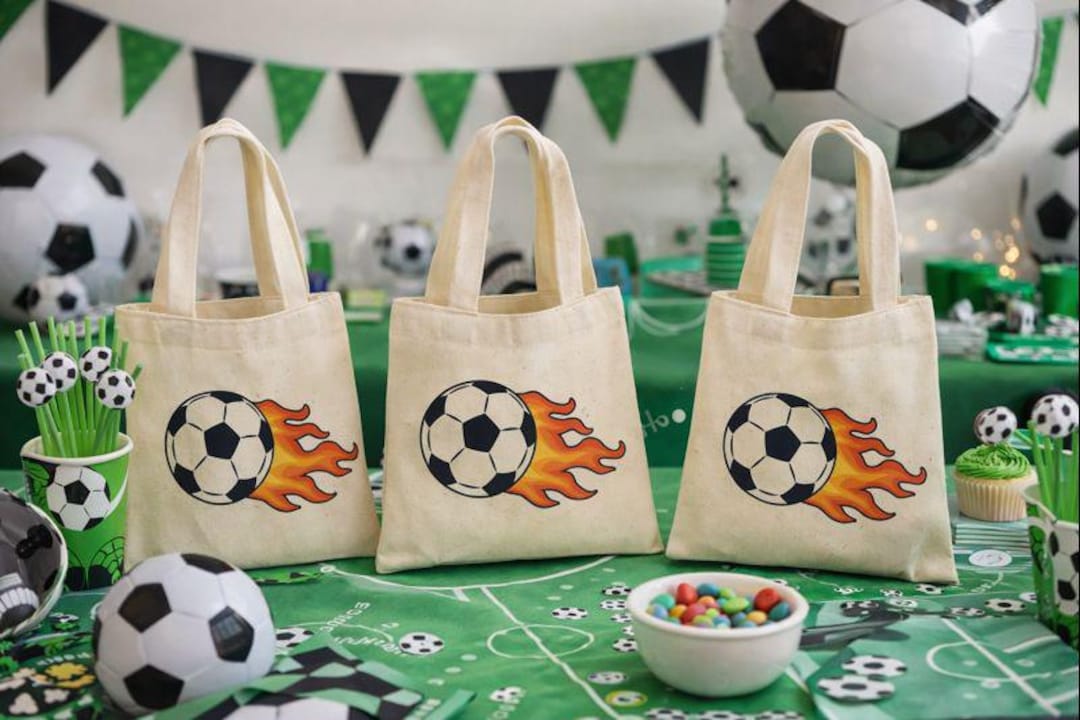 Soccer Party Favor Bags, Set of 3 Cotton Goodie Bags - Etsy