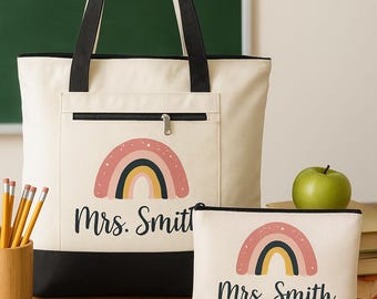 Teacher Gift Set - Tote Bag with matching Accessory Pouch