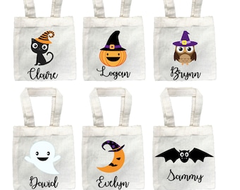 6つのカスタムハロウィントリートバッグ、ハロウィンパーティーの記念品バッグ、ハロウィントリートバッグ、ハロウィンバッグ、ハロウィングッディバッグ、ハロウィンスワッグバッグ