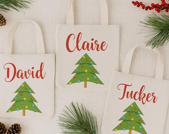 Personalized Christmas Party Favor Bags - 6x6 inch - Set of Three Bags