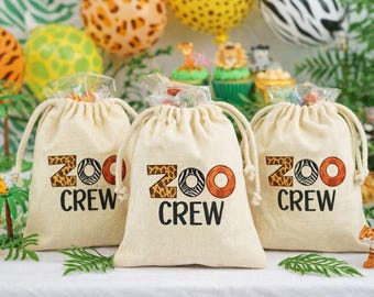 Bolsa de regalo de Zoo Crew: bolsa de fiesta de lona con cordón y estampado animal