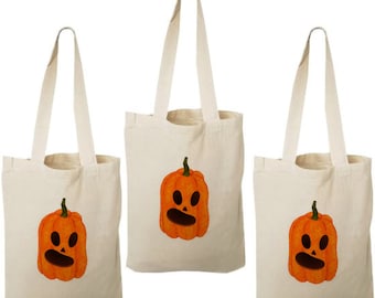Bolsas de dulces con forma de calabaza, bolsas para regalos de fiesta de Halloween, juego de 3