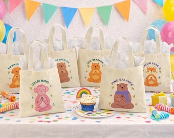 Juego de 6 bolsas de regalo para fiestas con temática de animales de yoga