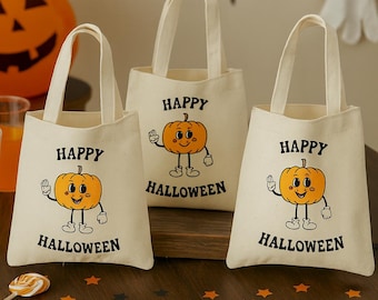 Retro Pumpkin Cotton Canvas Halloween Party Favor Bag