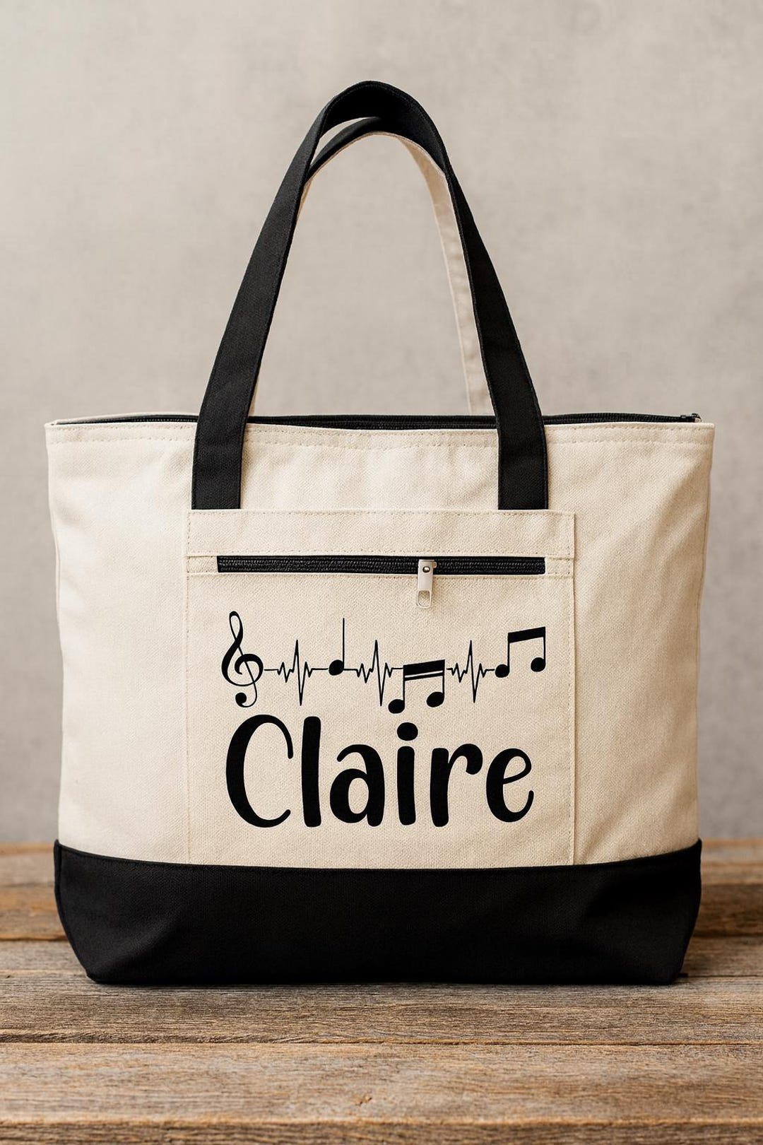 Musician Gift - Personalized Music Tote Bag: Zippered Canvas Book