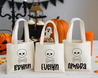 Bolsas personalizadas para regalos de Halloween – Diseño de esqueleto, juego de 3
