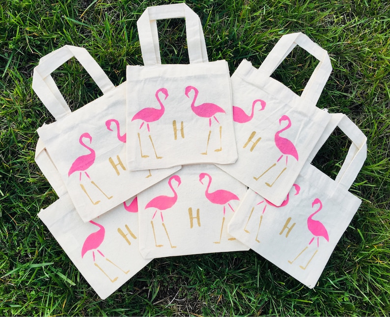 6 Custom Flamingo Party Favor Bags Flamingo Party Bag Etsy