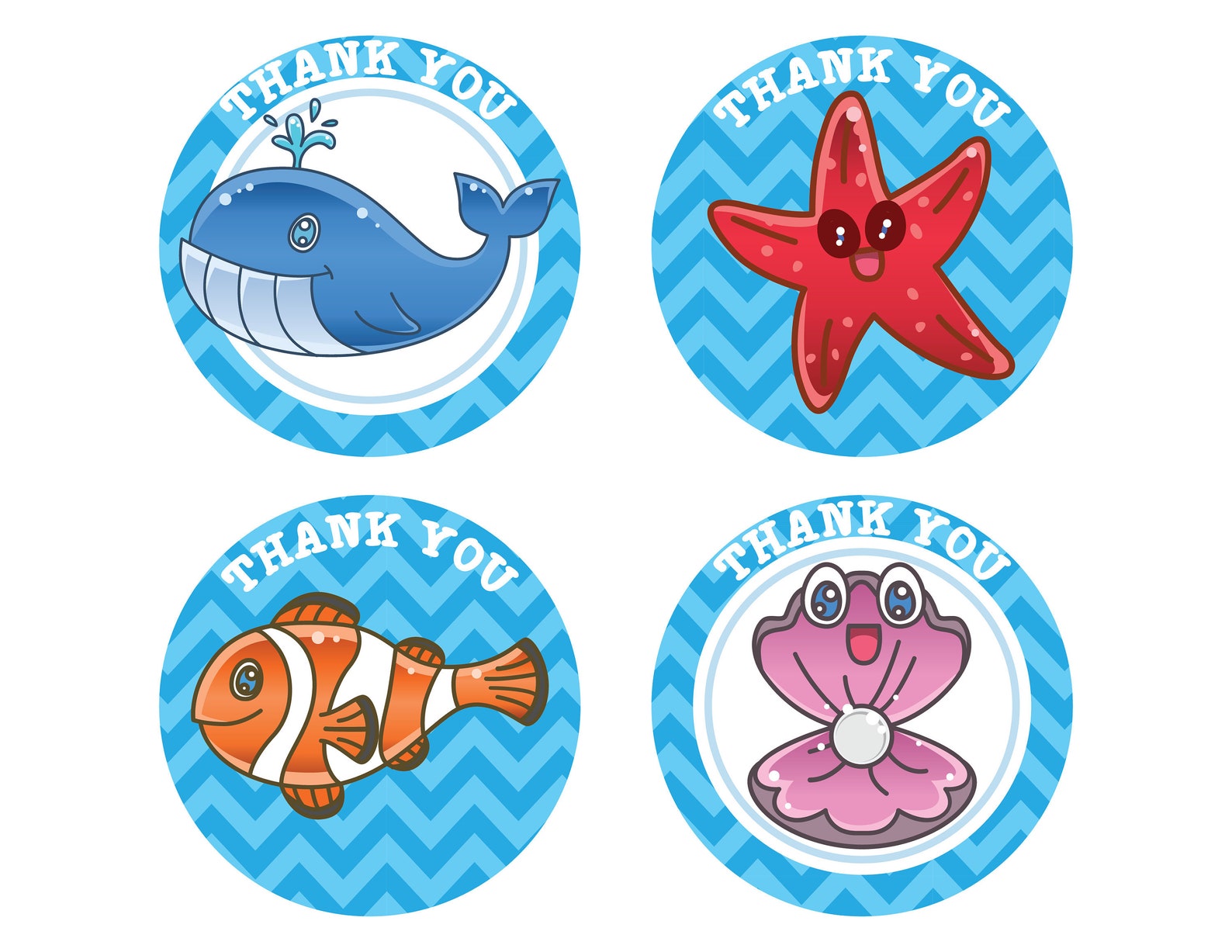 Under the Sea Thank You Stickers Under the Sea Thank You - Etsy