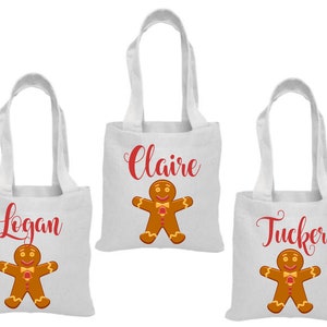 3 Christmas Treat Bags, Gingerbread Man Party Favor Bags, Gingerbread Man Treat Bags, Christmas Party Bags, Gingerbread Man Goodie Bags