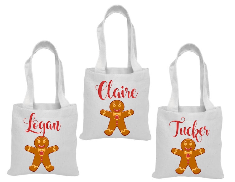 3 Christmas Treat Bags Gingerbread Man Party Favor Bags Gingerbread Man Goodie Bags Christmas Party Bags Gingerbread Man Treat Bags