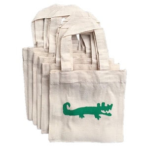 6 Alligator Treat Bags, Alligator Party Favor Bags, Alligator Party Favors, Party Favor Bags, Cotton Party Bags, Alligator Goody Bags, Gator