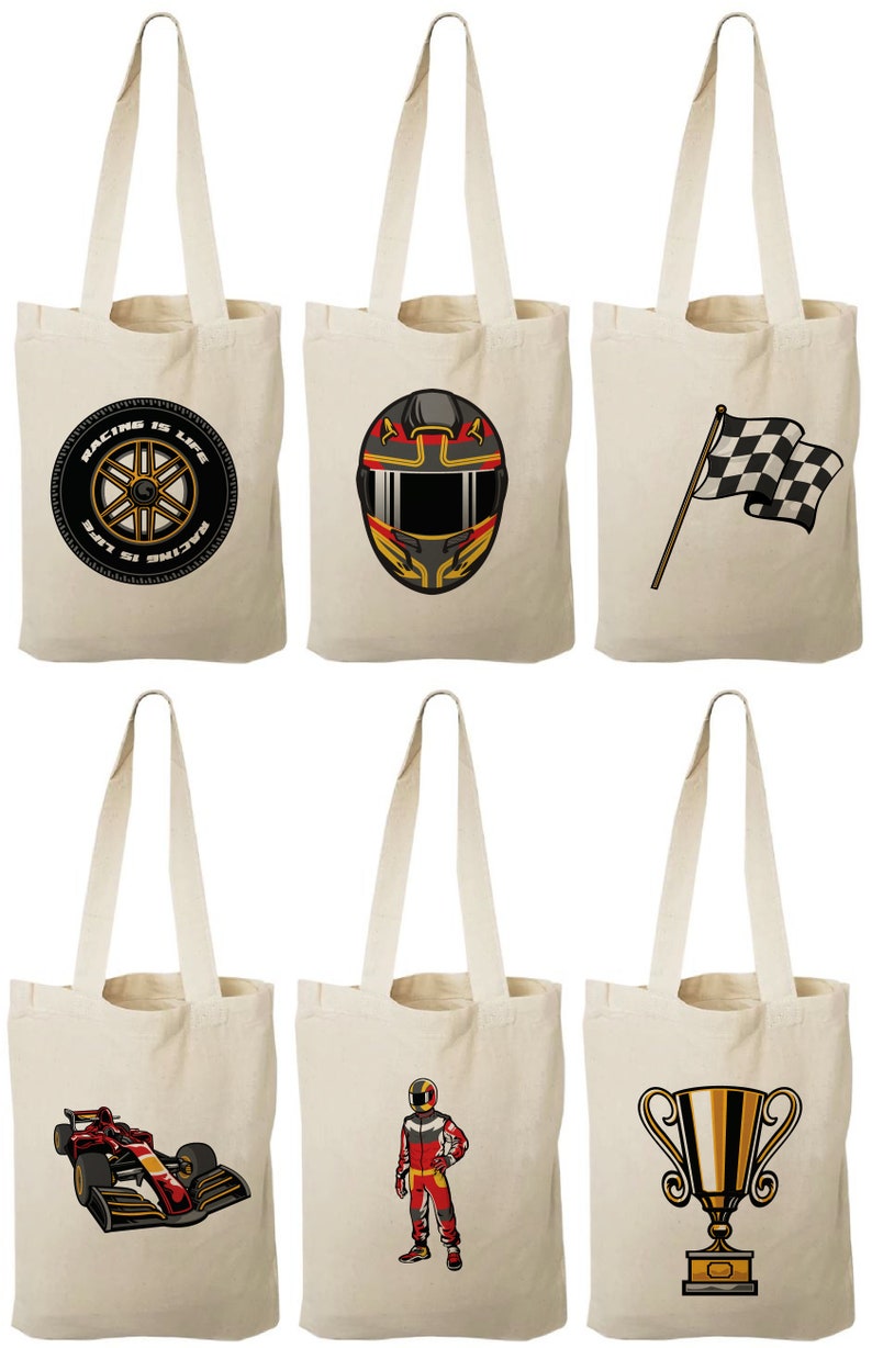 Race Car Party Favor Bags, Set of 6 Cotton Treat Bags - Etsy